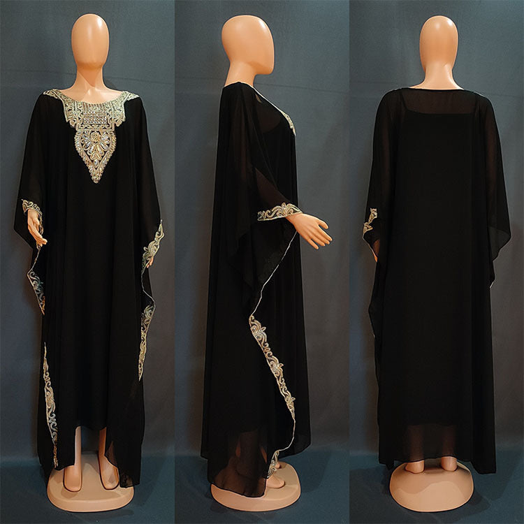 European And American Embroidery Lace Muslim Robe Dress