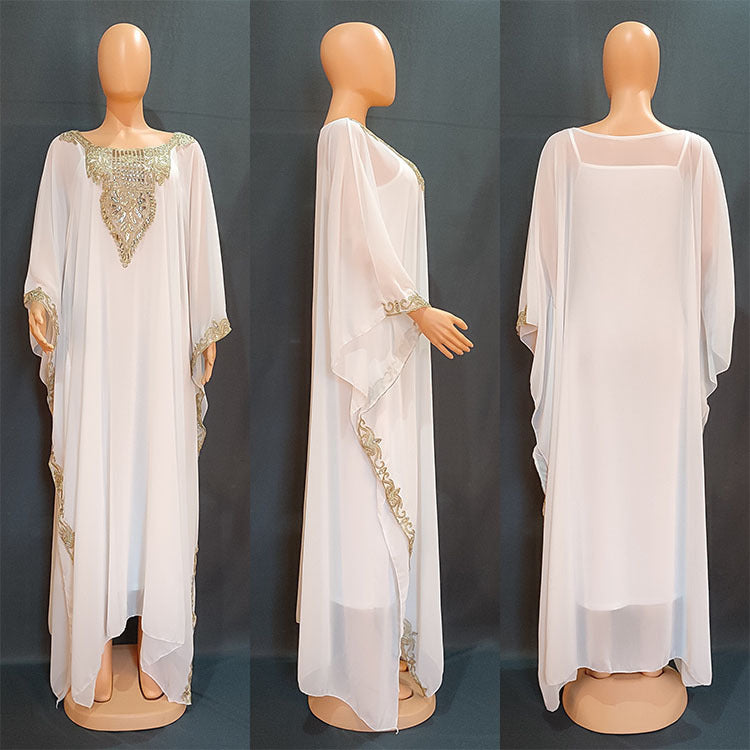 European And American Embroidery Lace Muslim Robe Dress
