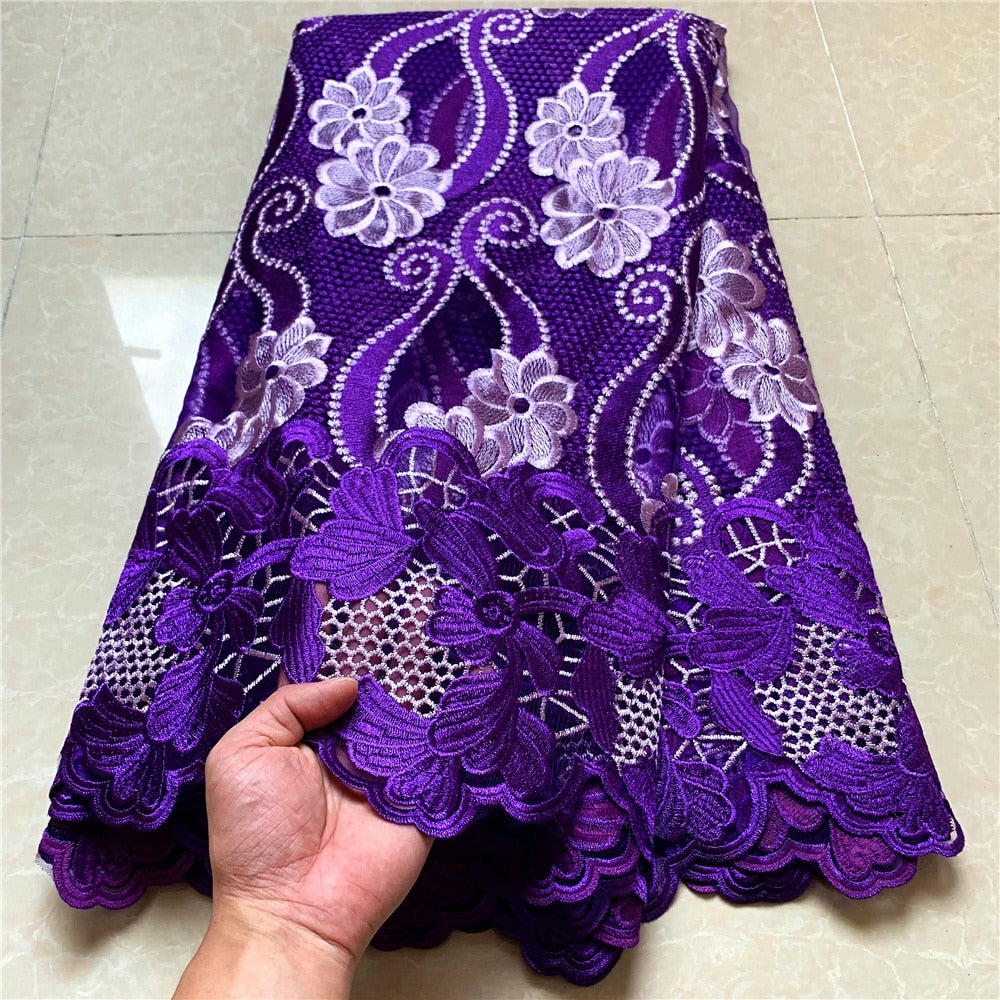 2022 High Quality African Nigerian French Tulle Lace Fabric For Sewing Embroidery Dress Milk Silk Voile Wedding Party   5Yards