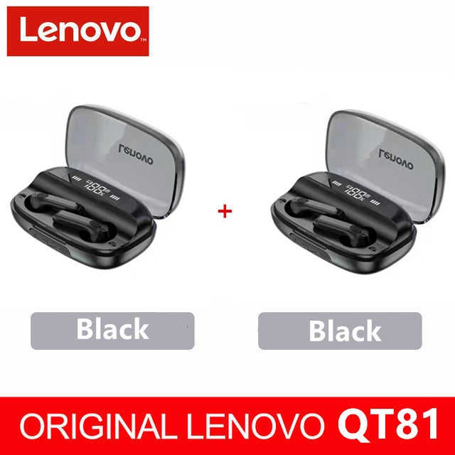 Lenovo QT81 TWS Wireless Headphone Stereo Sports Waterproof Earbuds Headsets with Microphone Bluetooth Earphones HD Call 1200mAh