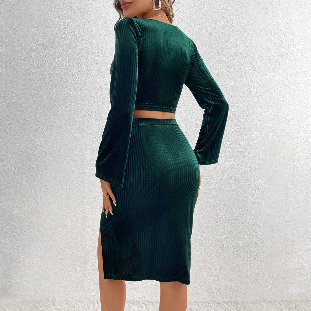 Women's Velvet Side Slit Fashion Suit