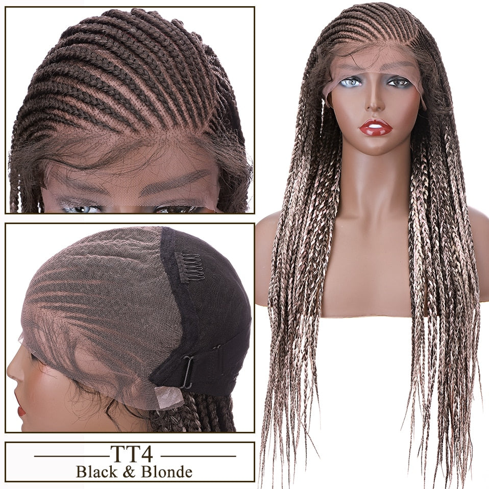My-Lady Synthetic 29'' Box Braids Wig Lace Front Wig Cornrow Braided Wigs With Baby Hair Lace Frontal Afro Wig Free Gift Daily