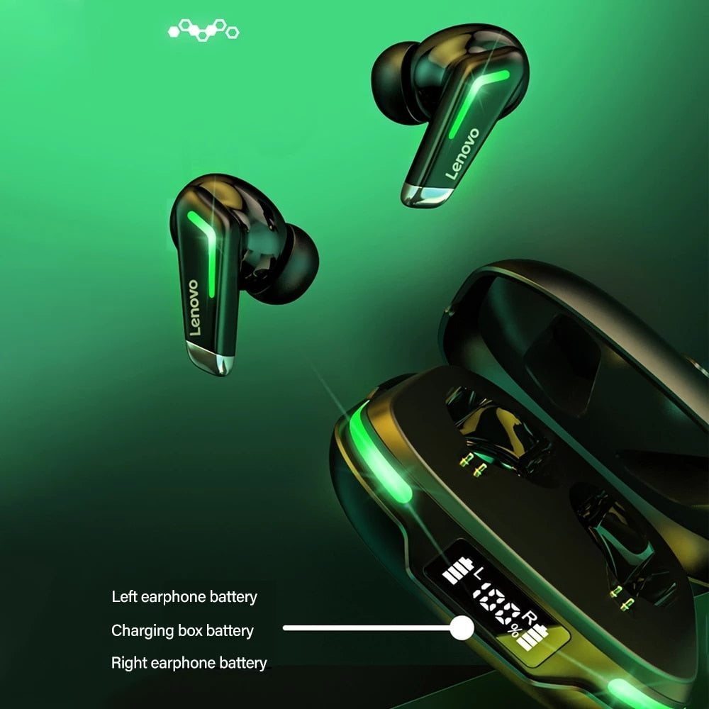 Lenovo GM3 Bluetooth Headphones TWS Gaming Headset With Digital Display TWS Low Latency Wireless Earphones Noise Cancelling