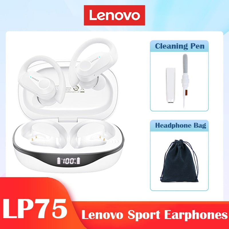 Lenovo LP75 TWS Sports Earphones Bluetooth 5.3 Wireless Headphones Waterproof HiFi Stereo Noise Reduction Earbuds with Mics