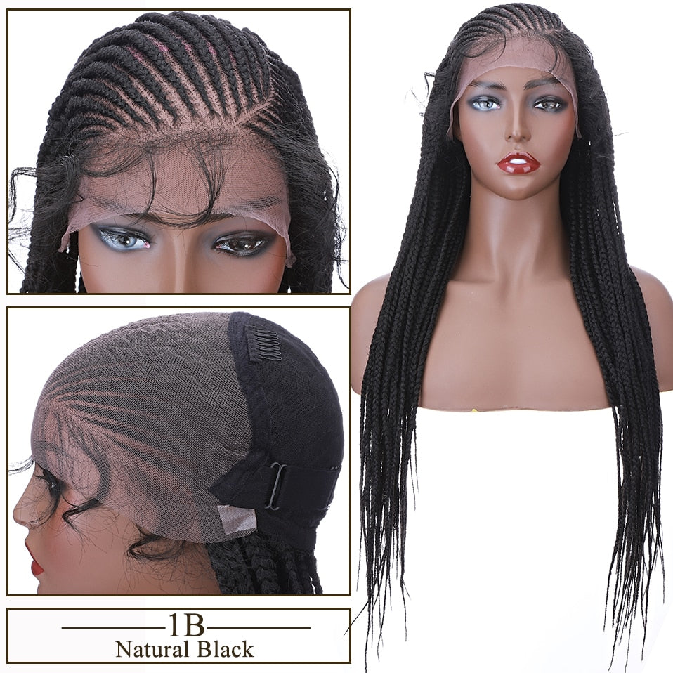 My-Lady Synthetic 29'' Box Braids Wig Lace Front Wig Cornrow Braided Wigs With Baby Hair Lace Frontal Afro Wig Free Gift Daily