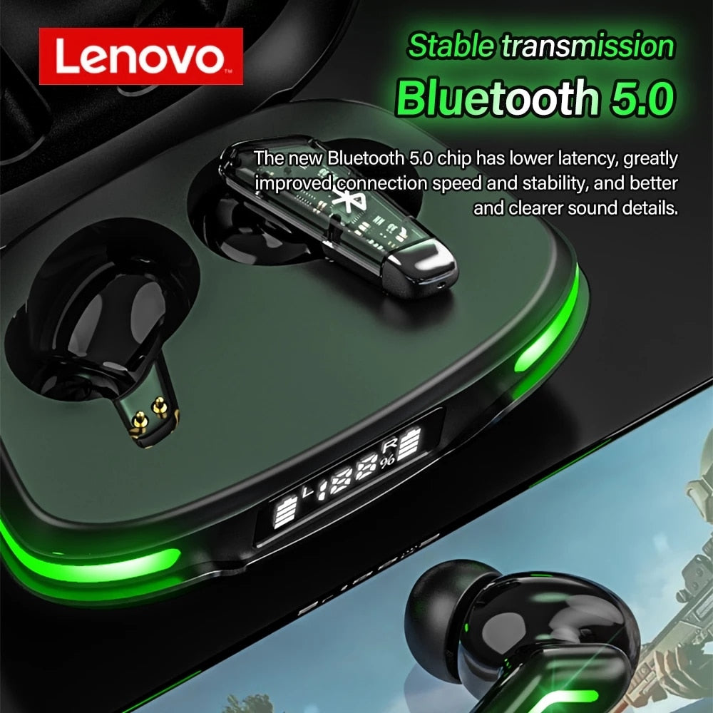 Lenovo GM3 Bluetooth Headphones TWS Gaming Headset With Digital Display TWS Low Latency Wireless Earphones Noise Cancelling