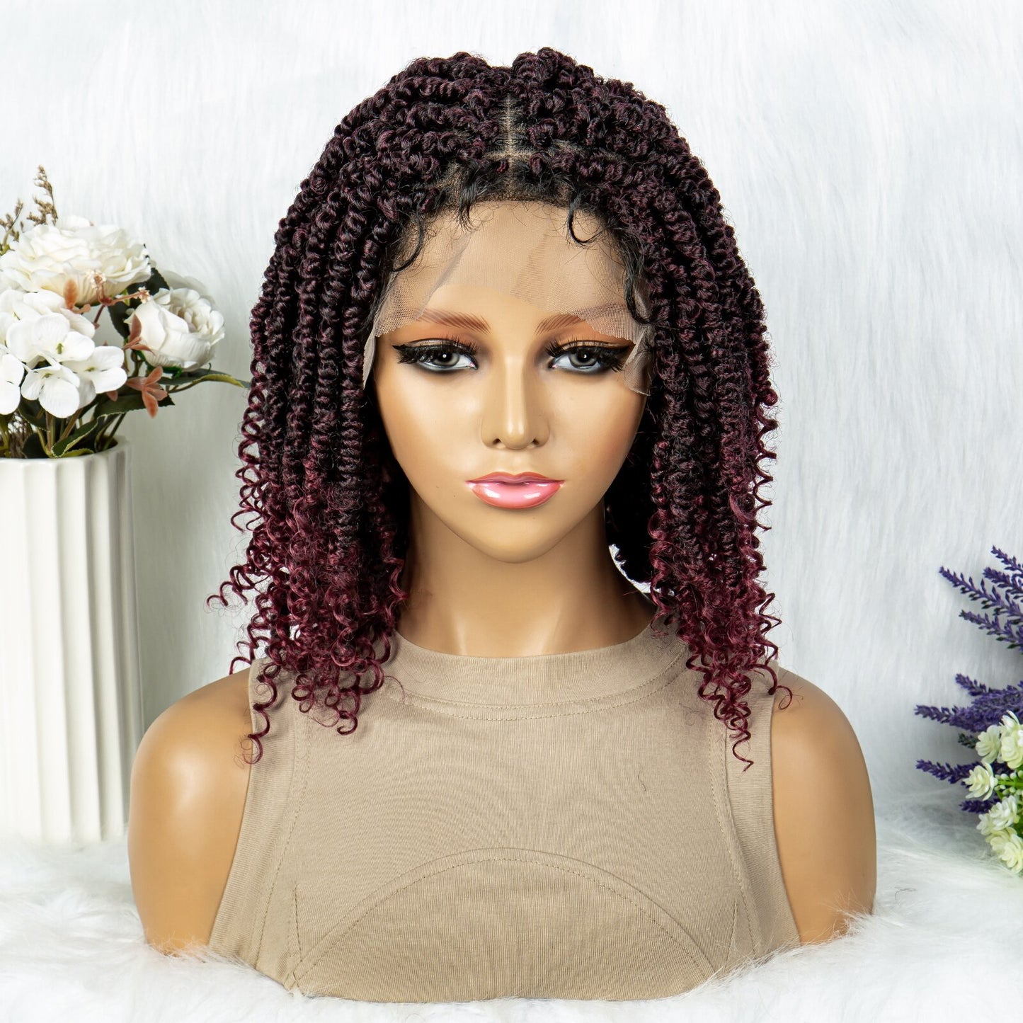 Synthetic Lace Front Wig Butterfly Locs Braided Wigs Dreadlock Wig 14 inches Short Knotless Wigs for Black Women Synthetic Wig