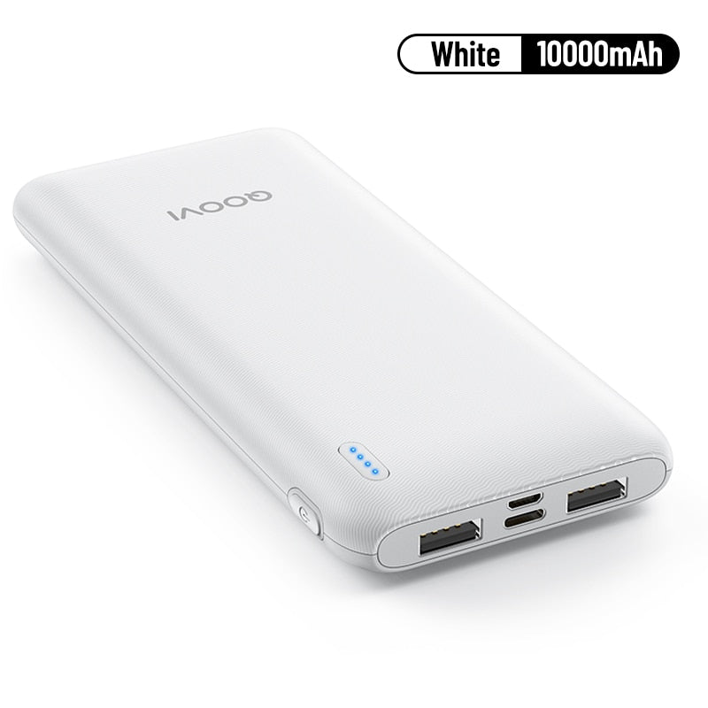 QOOVI 10000mAh Power Bank Ultra-thin Portable Charger For iPhone 13 Xiaomi Samsung Huawei External Battery 10000 mAh PowerBank