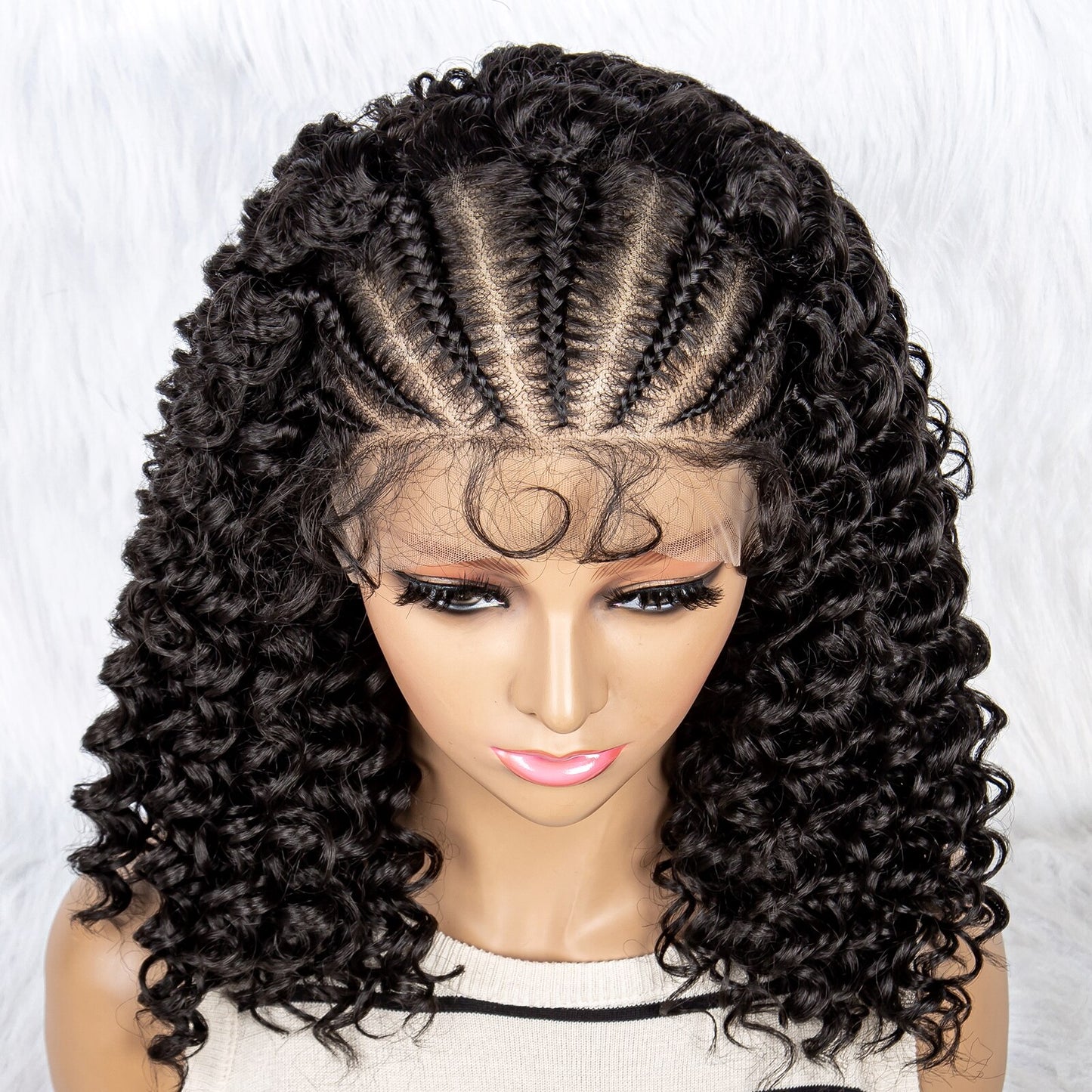 Braided Wigs Synthetic Lace Front Wig Braided Wigs With Baby Hair For Black Women Wig Kinky Curly Hair Wigs Curly Bob Wig