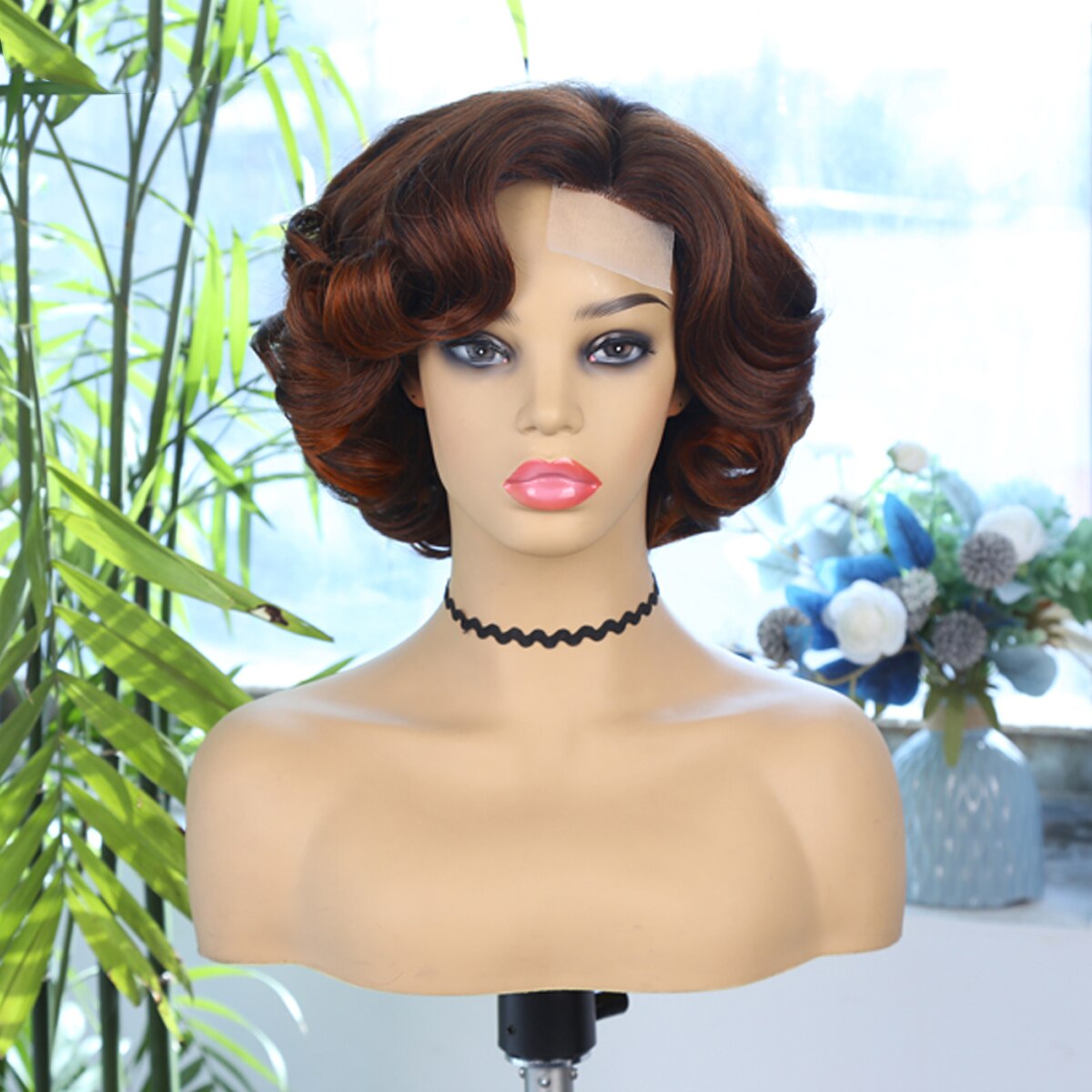 Body Wave Short Wig Brown Color Synthetic Hair Wigs For Women Side Part Wigs On Sale Clearance Cosplay Wig Daily Use