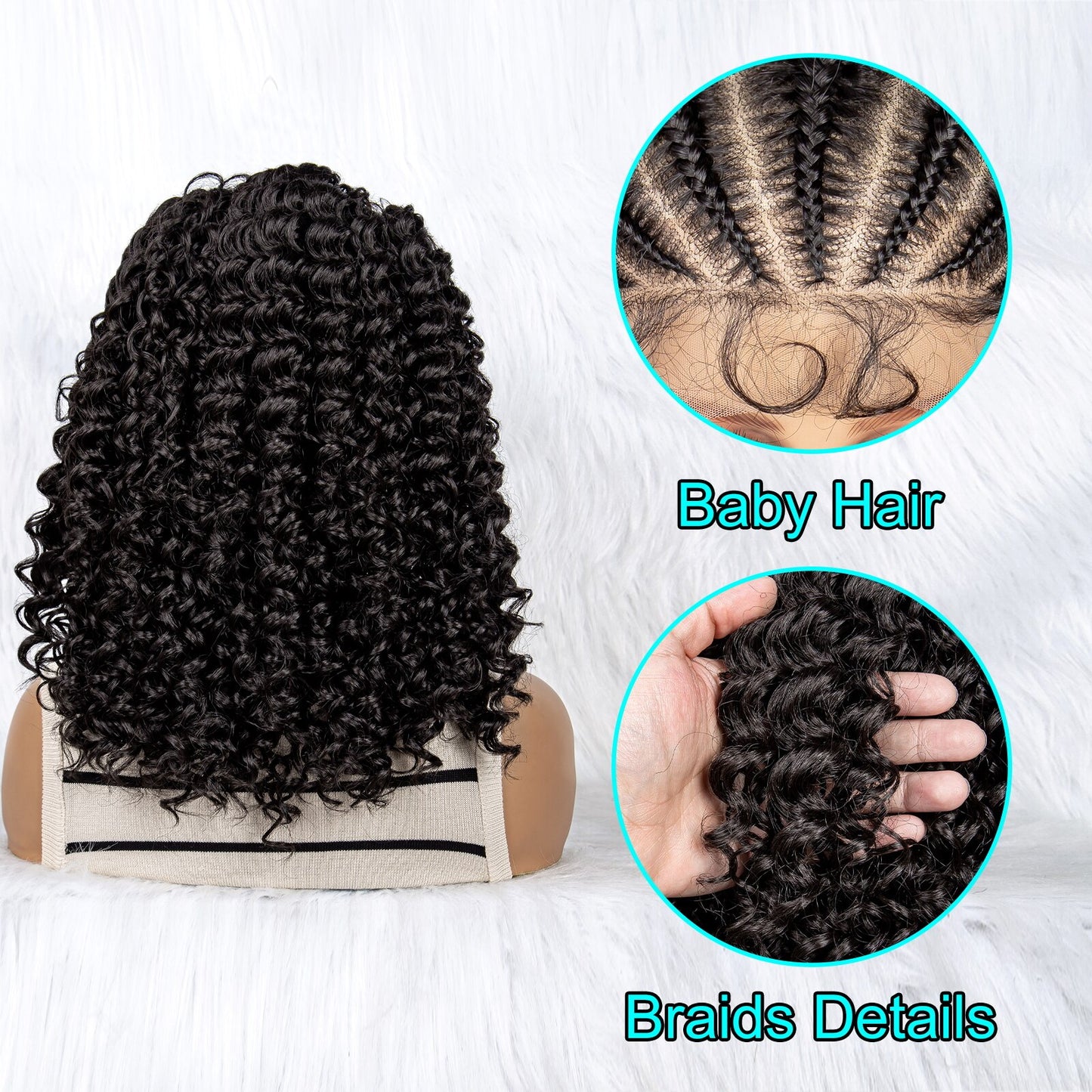 Braided Wigs Synthetic Lace Front Wig Braided Wigs With Baby Hair For Black Women Wig Kinky Curly Hair Wigs Curly Bob Wig