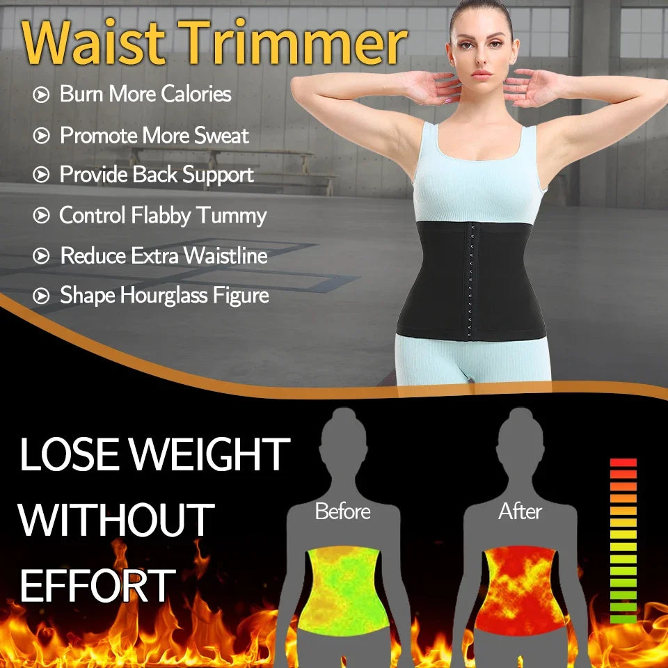 Women Waist Trainer Strap Premium Sauna Wrap Shapers Weight Loss Waist Trimmer Fitness Sweat Workout Slimming Belt Belly Cincher