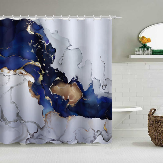 Marble Pattern Printed Polyester Bath Curtain Bathroom Partition Shower Curtain Hanging Curtain