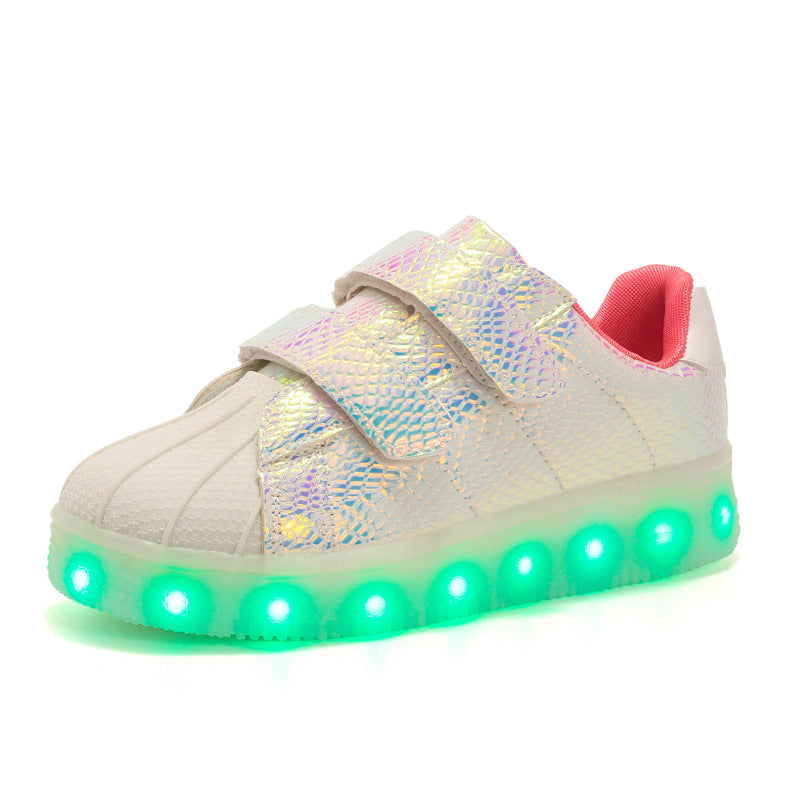 Children's Luminous Shoes Charging LED Light Shoes Colorful Shell-Toe Children's Shoes