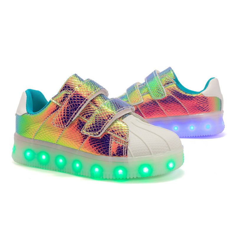 Children's Luminous Shoes Charging LED Light Shoes Colorful Shell-Toe Children's Shoes
