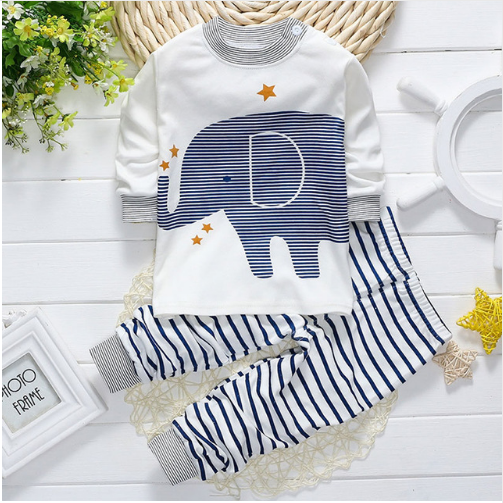 2021 spring clothing brand cotton baby clothing baby clothing pajamas suit animal Elephant Baby Boy sports suit 2 pieces