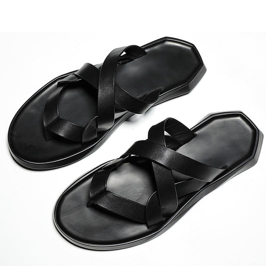 Men's leather slippers