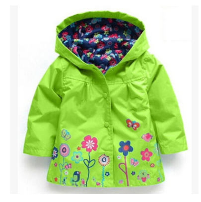 Children's clothing children's jacket girls cute flowers windproof rain jacket children's hooded jacket