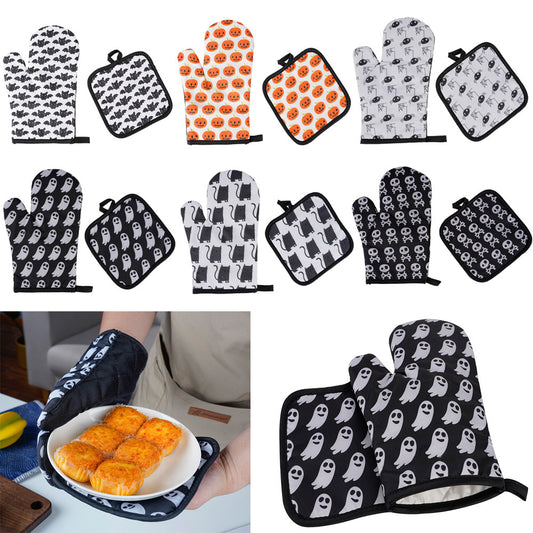 Halloween Pattern Microwave Oven Insulated Gloves