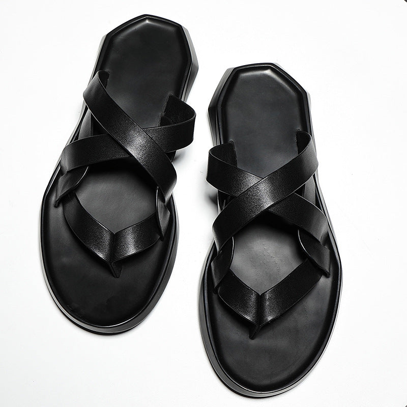Men's leather slippers