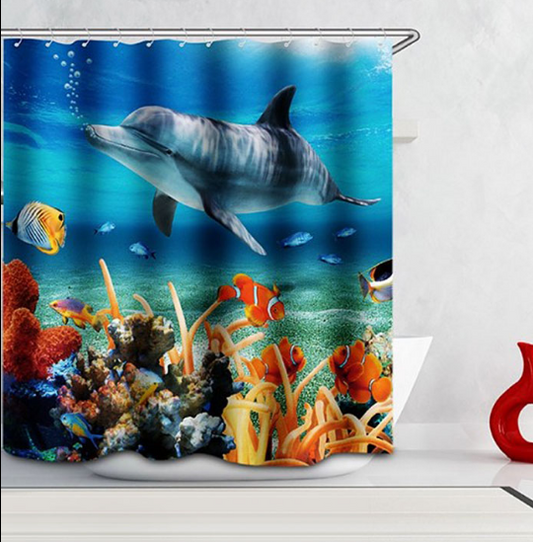 Dolphin shower curtain 180 x 180 cm