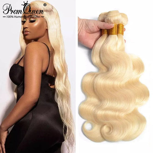 Promqueen 613 Bundle Brazilian Human Hair Weave Bundles Remy Hair 30 32 38 40 Inch Long Hair Bundles Body Wave Blonde Bundles