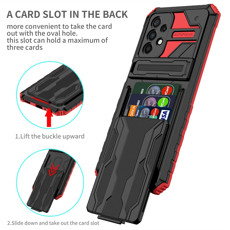 For Samsung A23 5G Case Shockproof Armor Card Slot Phone Case For Samsung Galaxy a23 4G a 23 23a SM-A235F Kickstand Back Cover