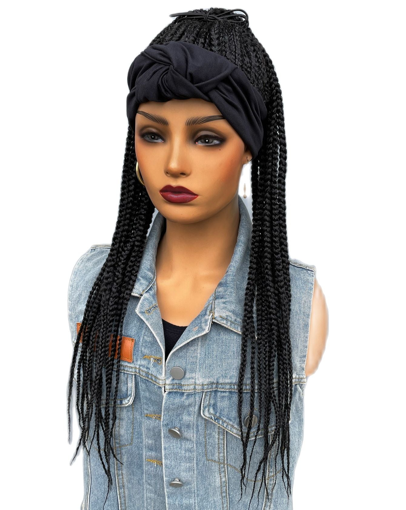 BCHR Headband Wigs for Black Women Synthetic Braided Wigs Twist Crochet Hair Cornrow Braid Wig Long Straight Headband Wig