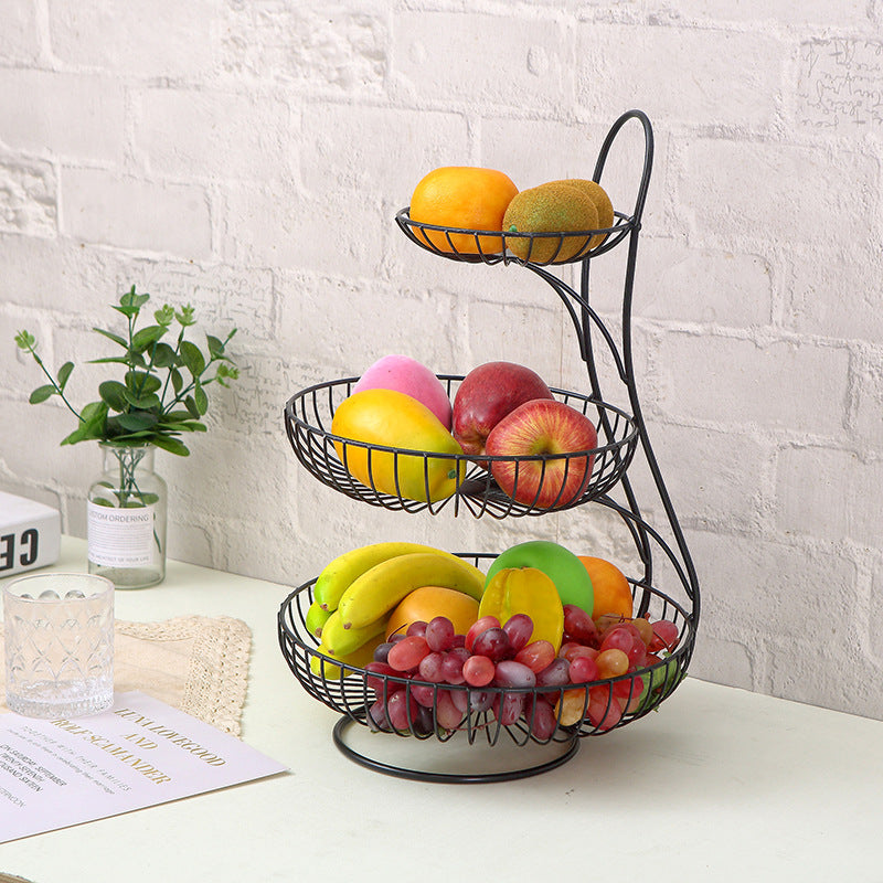 Three-layer Double-layer Fruit Bowl, Living Room Household Light Luxury Fruit Plate