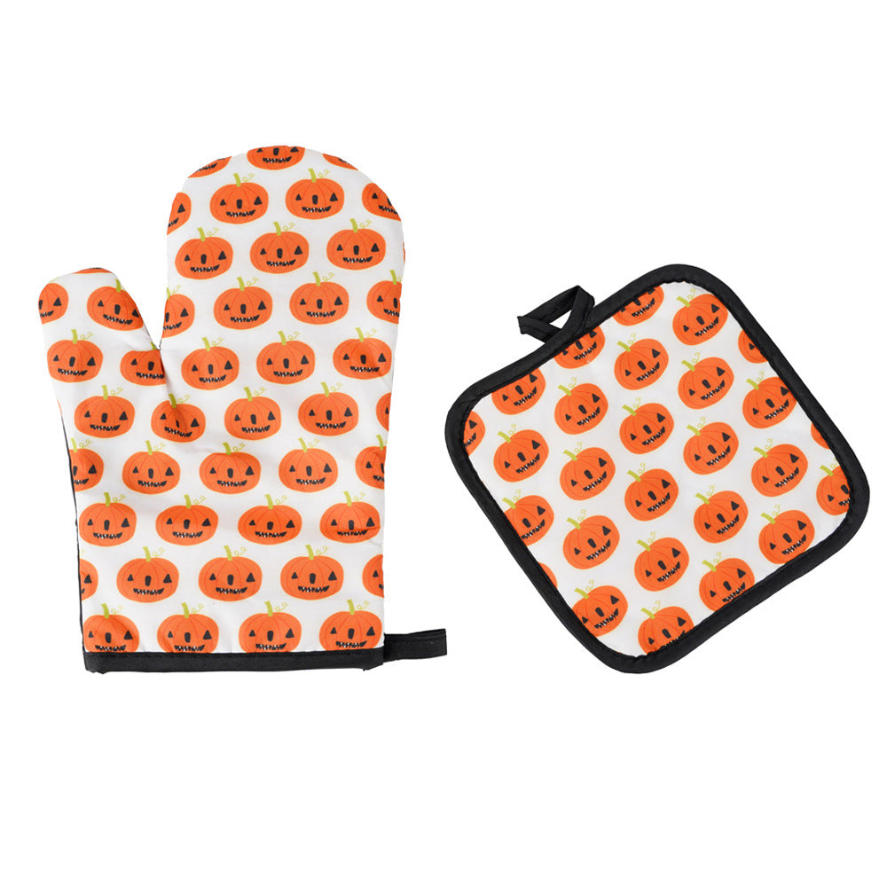 Halloween Pattern Microwave Oven Insulated Gloves